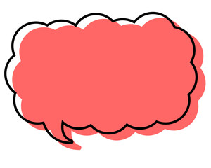 シンプルな線がずれた吹き出し　細長い雲形