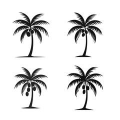 Fototapeta premium Four Simple Black Palm Trees Silhouette Design