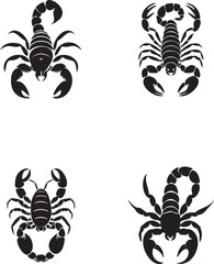 Set of Scorpion insect silhouette vector on white background