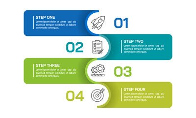 Infographic 4 steps to success. Presentation, Milestone, Timeline, Plan and Strategy. Vector illustration.