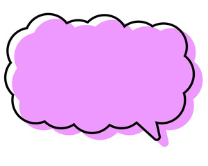 シンプルな線がずれた吹き出し　細長い雲形