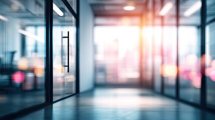 Dynamic office space urban business district blurred interior view modern environment conceptual focus