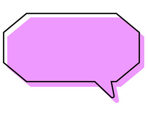 シンプルな線がずれた吹き出し　細長い八角形