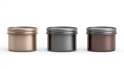 Three metal cosmetic jars