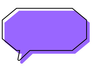 シンプルな線がずれた吹き出し　細長い八角形