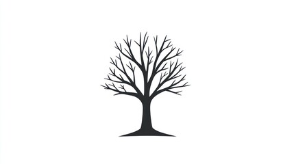 Silhouette of a bare winter tree against a plain background, suitable for use in nature, environmental, or educational design