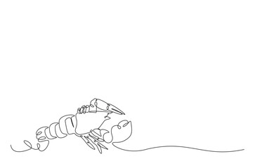 Lobster in continuous one line drawing. Single line art illustration of crayfish lobster. Editable vector.
