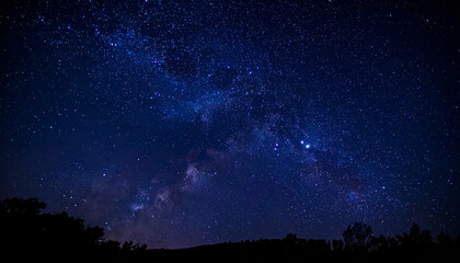 breathtaking view of starry sky filled with countless stars and Milky Way galaxy, creating serene and awe inspiring atmosphere. deep blue hues evoke sense of wonder and tranquility