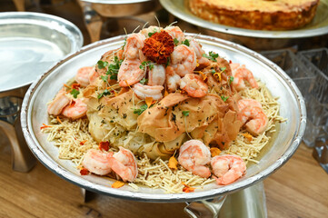 puff pastry brie cheese with shrimp, puff pastry brie cheese, brie cheese, puff pastry brie, haute cuisine
