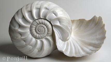 Intricate details of a nautilus shell showcasing logarithmic spiral design