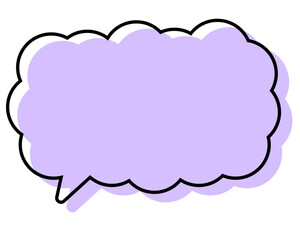 シンプルな線がずれた吹き出し　細長い雲形