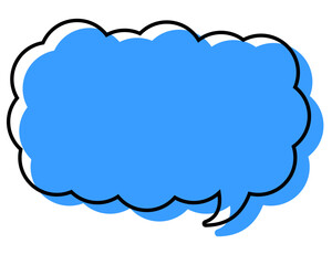 シンプルな線がずれた吹き出し　細長い雲形