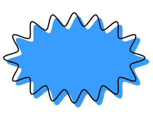 シンプルな線がずれた吹き出し　細長い丸みのあるギザギザした形