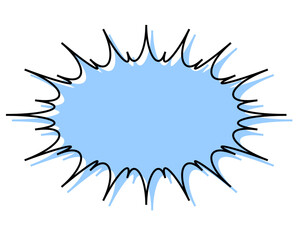 シンプルな線がずれた吹き出し　細長い丸みのあるギザギザした形