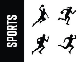 Dynamic Silhouette Sports Icons for Design