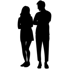 Silhouette of Romantic Couple. Isolated Vector Illustration.