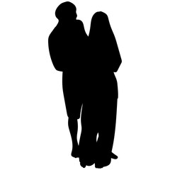 Silhouette of Romantic Couple. Isolated Vector Illustration.