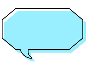 シンプルな線がずれた吹き出し　細長い八角形