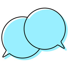 シンプルな線がずれた吹き出し　重なる会話