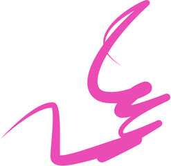 Abstract thick-line drawing resembling a dynamic form, a white background.