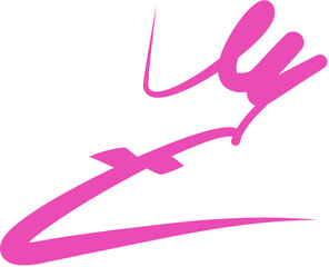 Abstract thick-line drawing resembling a dynamic form, a white background.