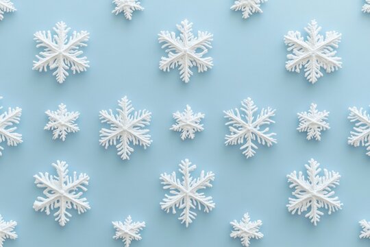 seamless snowflake pattern on light blue background, winter theme