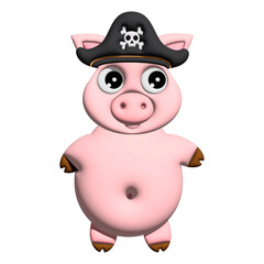 3d render of a pig with hat