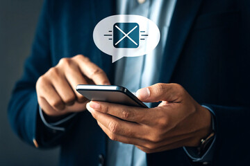 Person Using Smartphone for Email Communication