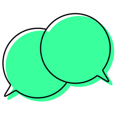 シンプルな線がずれた吹き出し　重なる会話