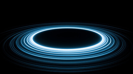 Abstract circular light pattern in gradient blue tones, symbolizing global connectivity and harmony