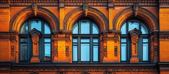 Brick Building Facade with Arched Windows