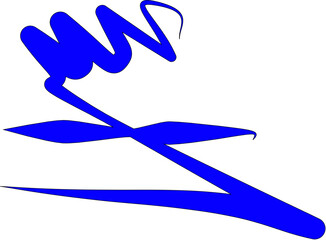 Abstract thick-line drawing resembling a dynamic form, a white background.