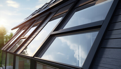 Obraz premium Close-Up of Modern House Windows