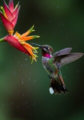 hummingbird feeding on a flower © Lens