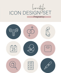 Linestyle Icon Design Set pregnancy