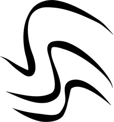 Abstract thick-line drawing resembling a dynamic form, a white background.