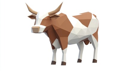 Obraz premium Low-poly cow, geometric design