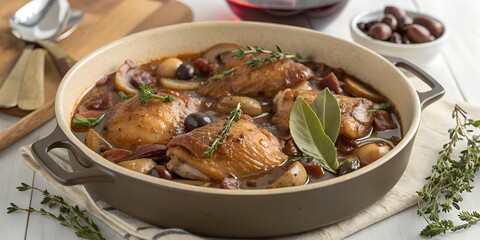Rich Coq au Vin with Chicken, Mushrooms
