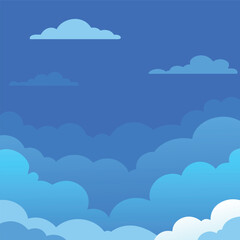 A seamless vector pattern illustrates a blue sky with fluffy white clouds, suggesting a bright summer day