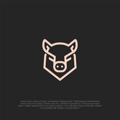 Geometric boar representation in a modern minimalist style, creating a sleek emblem suitable for branding or digital art, featuring a muted color palette against a dark background