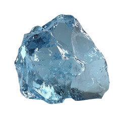 Fototapeta premium A clear blue crystal chunk with jagged edges reflecting light, showcasing its unique texture and mineral characteristics. isolated on white background and transparent background