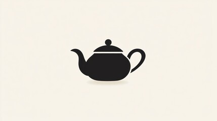 Simple black teapot icon, graphic design element, for logo or website