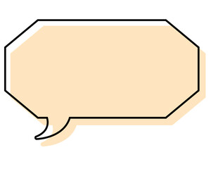 シンプルな線がずれた吹き出し　細長い八角形