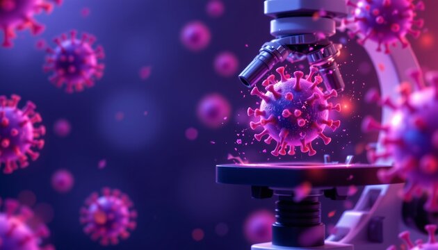 Microscopic view of covid-19 virus cells laboratory setting digital illustration scientific environment detailed perspective