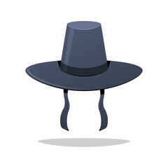 Korean traditional hat vector isolated on white background.