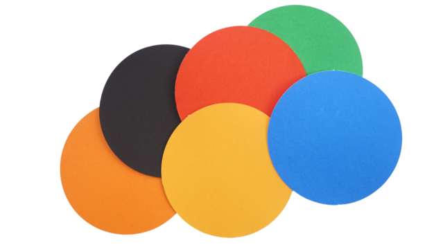 Blank colorful paper stickers mock up in round shape isolated on transparent background - Powered by Adobe