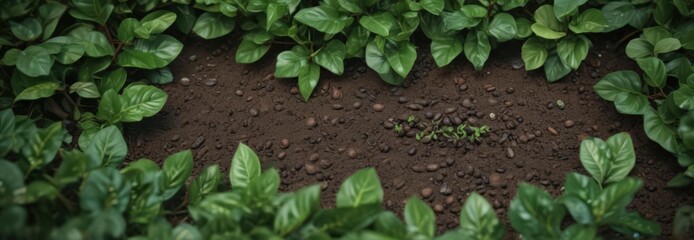 Tiny coffee bean seedlings emerge, surrounded by vibrant green leaves ,  flora,  rainforest,  seed