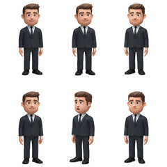 Animated Business Man in Various Poses for Presentation