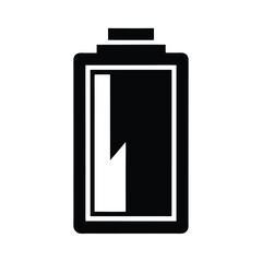 Battery Low Stencil Icon Vector Illustration