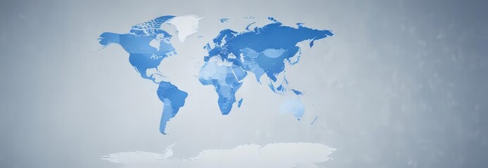Blue & white vector world map; ideal for education & presentations ,  cartography,  borders,  international